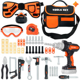 YCFUN 48pcs Kids Tool Sets Tool Belt with Electronic Drill, Pretend Play Construction Toys for Boys Girls Ages 3+